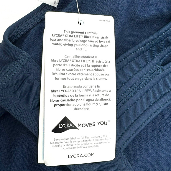 SPORTI NWT Size 28 Navy Blue Solid Wide Strap One Piece Swimsuit‎ Competitive - Picture 5 of 9